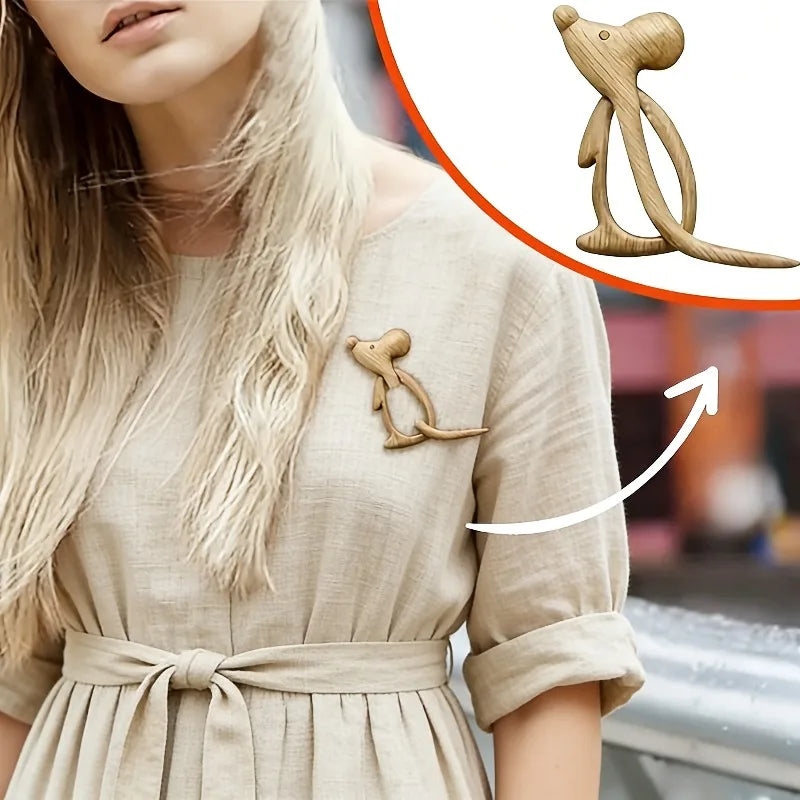 Cute Wooden Animal Brooch Pin | Sweater & Scarf Clip Wooden Brooch Pin QXL
