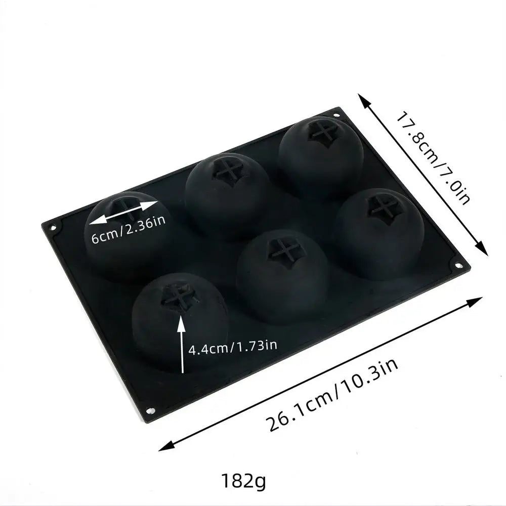6-Cavity Blueberry Silicone Baking Mold | Muffin & Cake Pan Silicone Baking Mold QXL Black