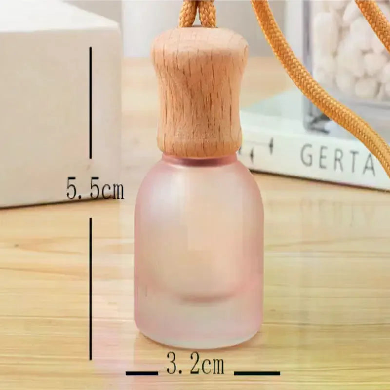 11ml Refillable Car Perfume Glass Bottle | Wooden Cap Pendant Perfume Pendant Bottle QXL