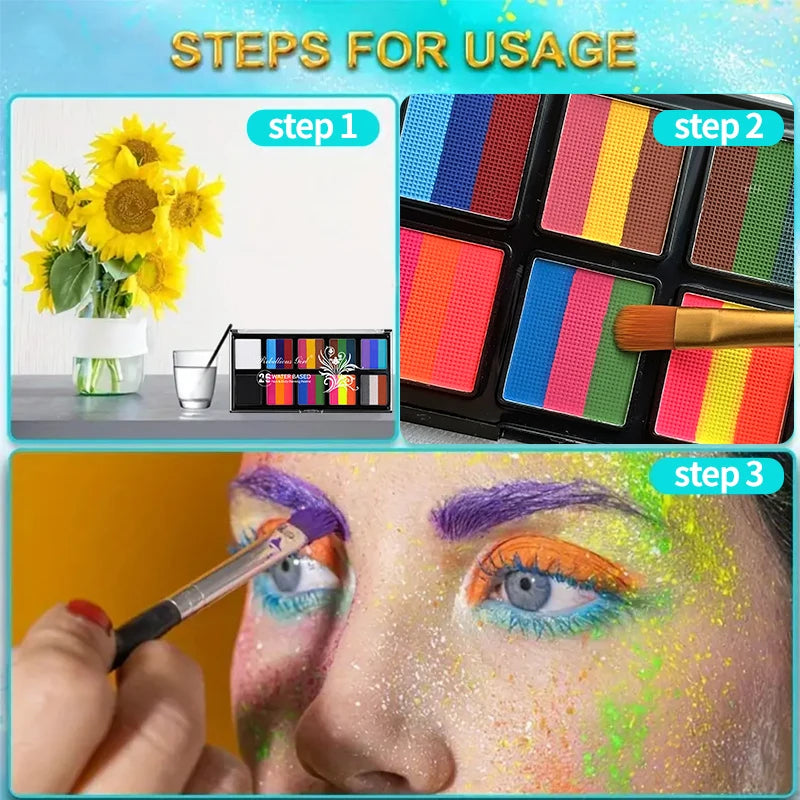 VERONNI 26-Color UV Face & Body Paint Set with Brushes Face & Body Paint QXL