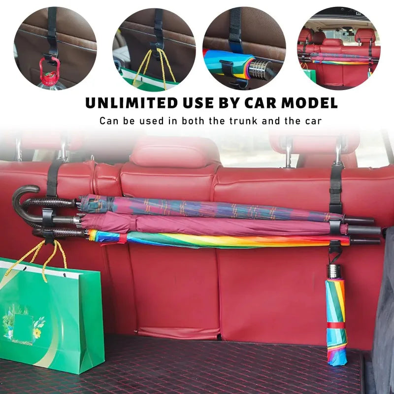 2-Pack Adjustable Car Seat Back Hooks – Bag & Umbrella Hanger Car Seat Hook QXL