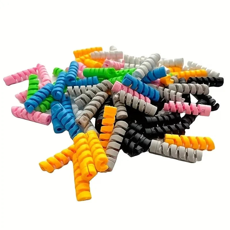 10-Pack Silicone Spiral Cable Protectors | Universal Fit Cable Protector QXL