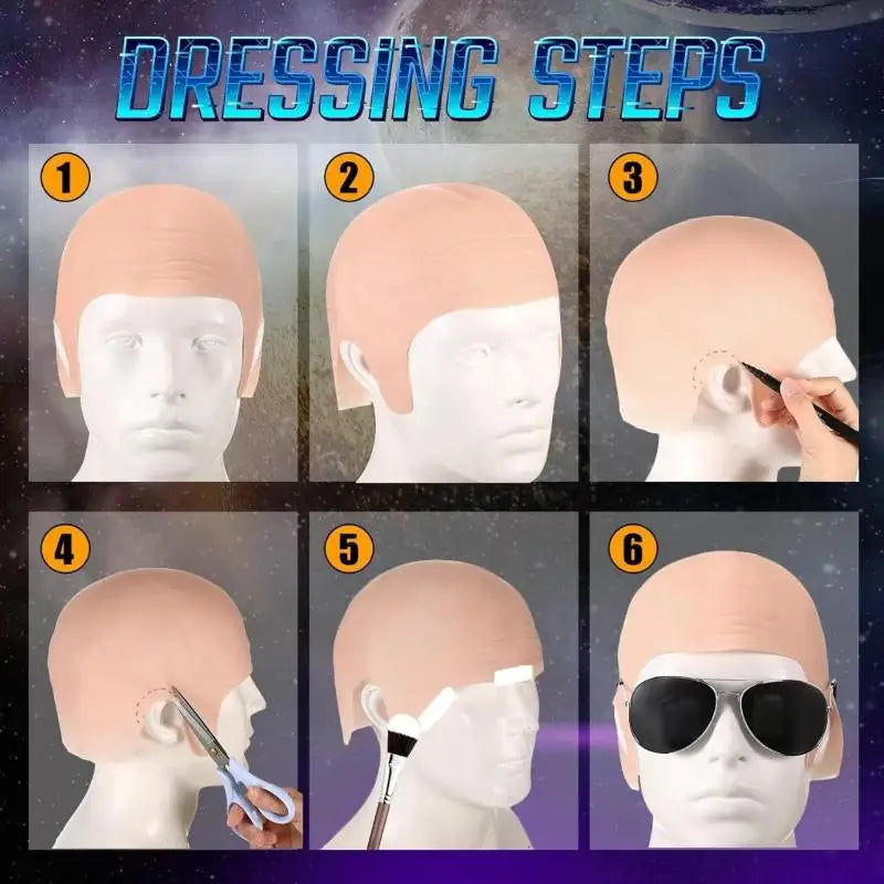Realistic Latex Bald Cap Set | Halloween Cosplay Wig Cap Bald Cap Costume QXL