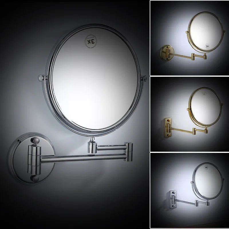 Wall Mounted Makeup Mirror 3X Magnification 360° Rotating 6/8" Vanity Wall Mirror QXL