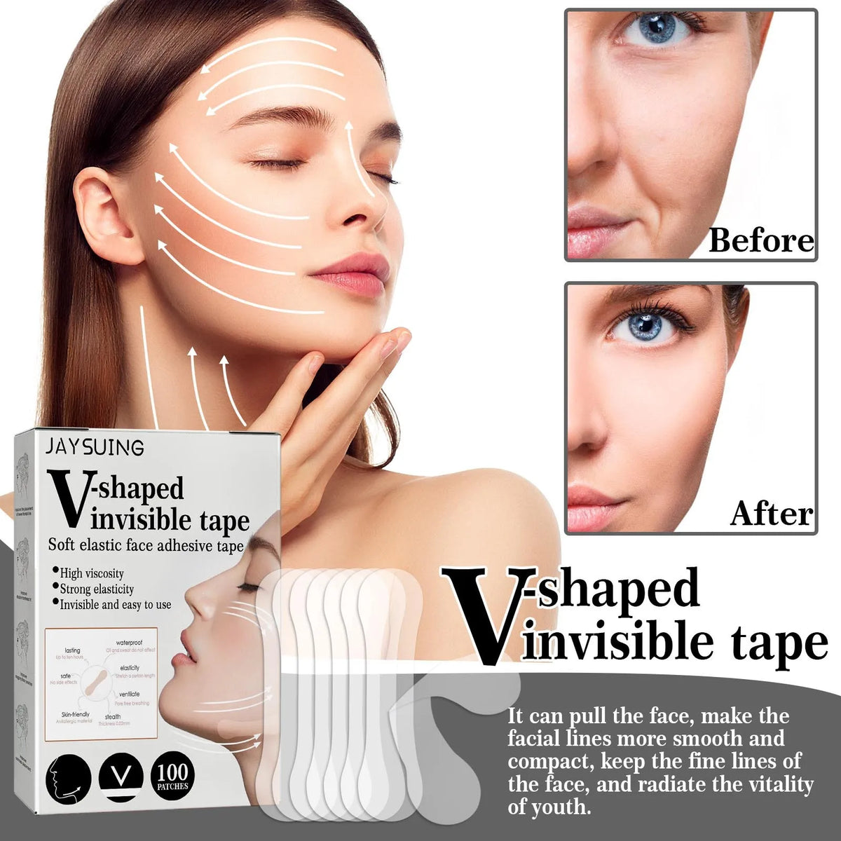 V-Lift Invisible Face Lift Patches | Chin & Jawline Contouring Face Lift Patch QXL