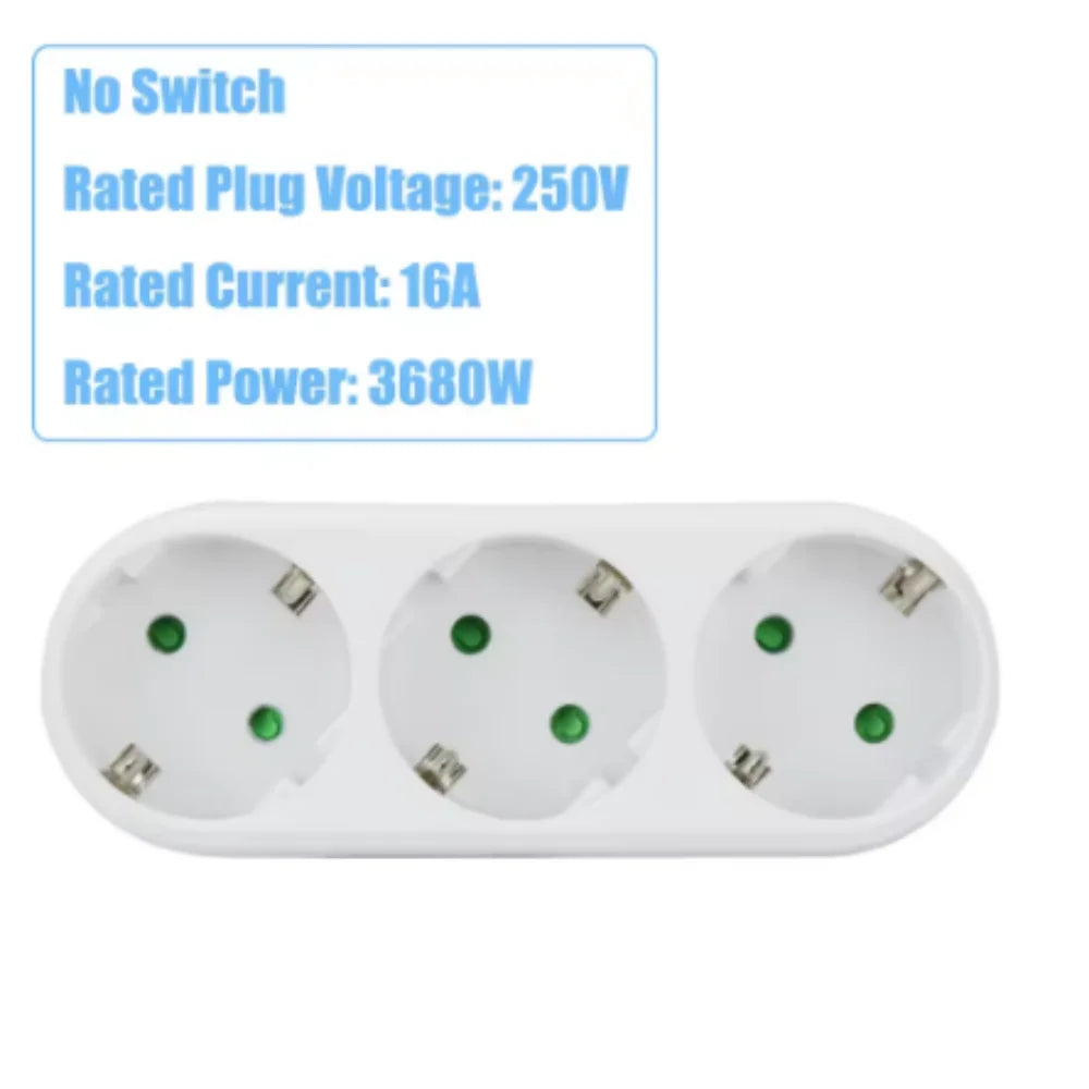 EU Plug 1-to-3 Way Power Adapter | European Outlet Extender Power Outlet Adapter QXL