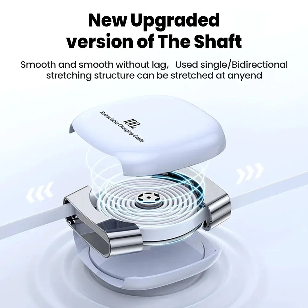 100W USB-C Retractable Fast Charging Cable 1M | iPhone & Samsung USB-C Charging Cable QXL