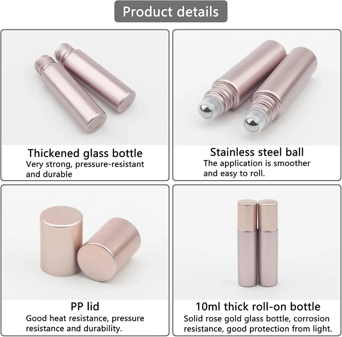 14-Pack 10ml Glass Roller Bottles for Essential Oils & Perfume Glass Roller Bottles QXL