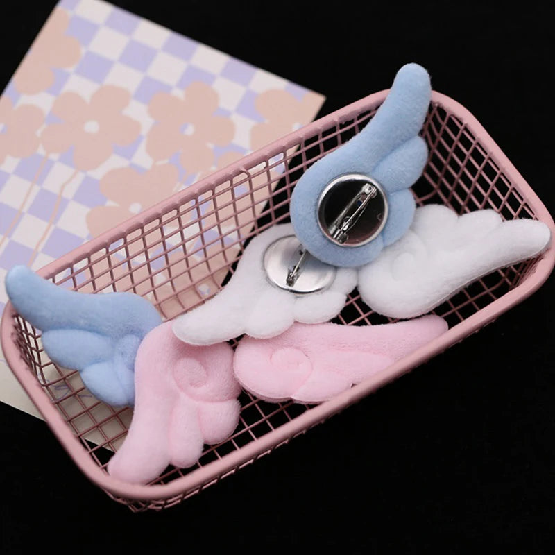 Plush Angel Wings Brooch Pair | Y2K Japanese Kawaii Style Angel Wings Brooch QXL