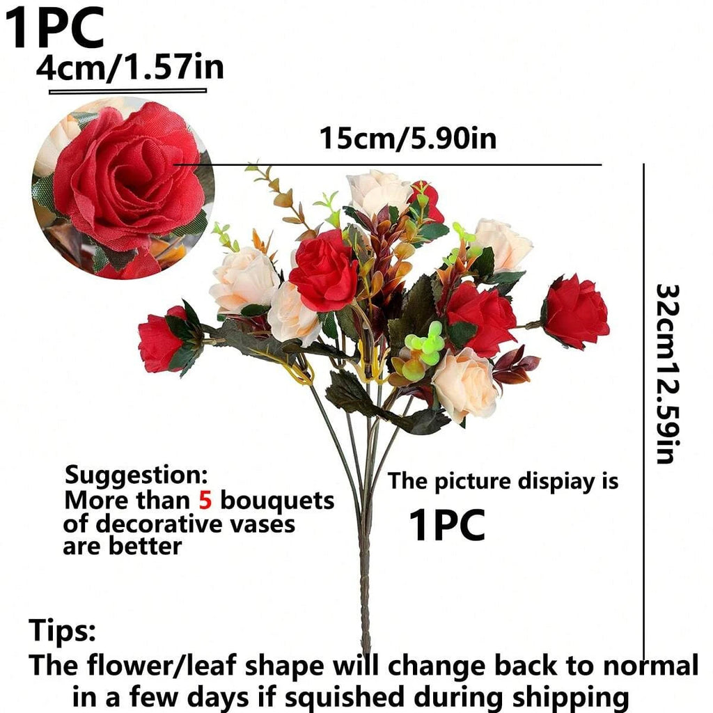 Silk Rose Artificial Flower Bundle | Wedding & Home Décor Artificial Silk Flower QXL