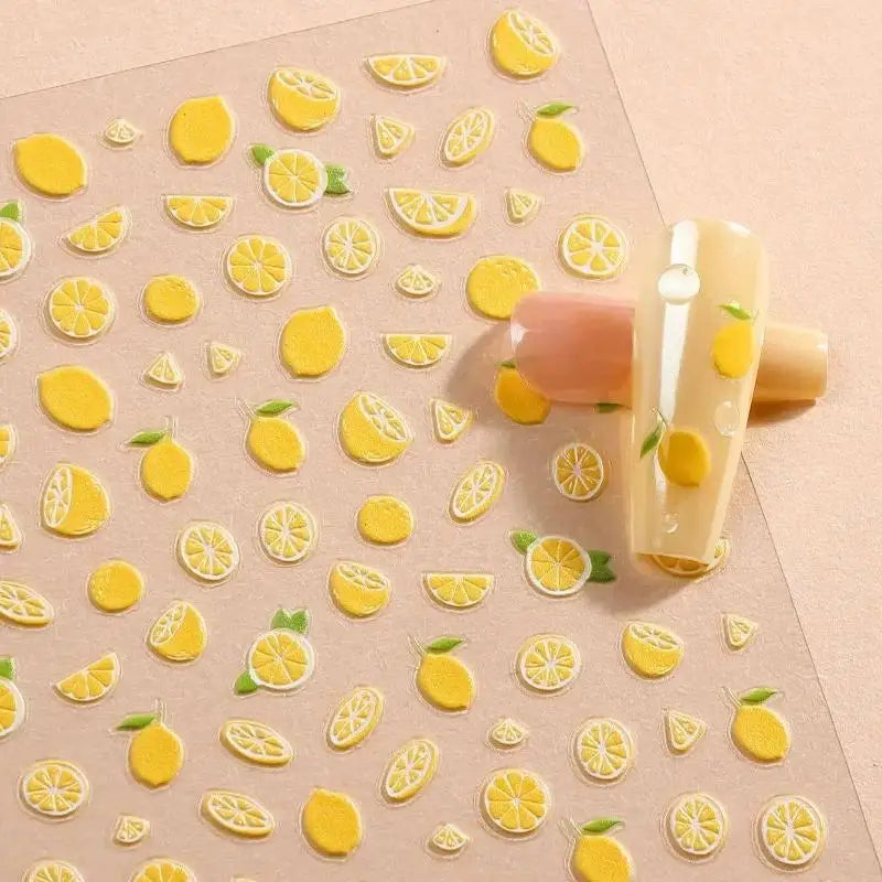 Summer Lemon 3D Gel Nail Stickers | Waterproof Self-Adhesive Art Nail Art Stickers QXL