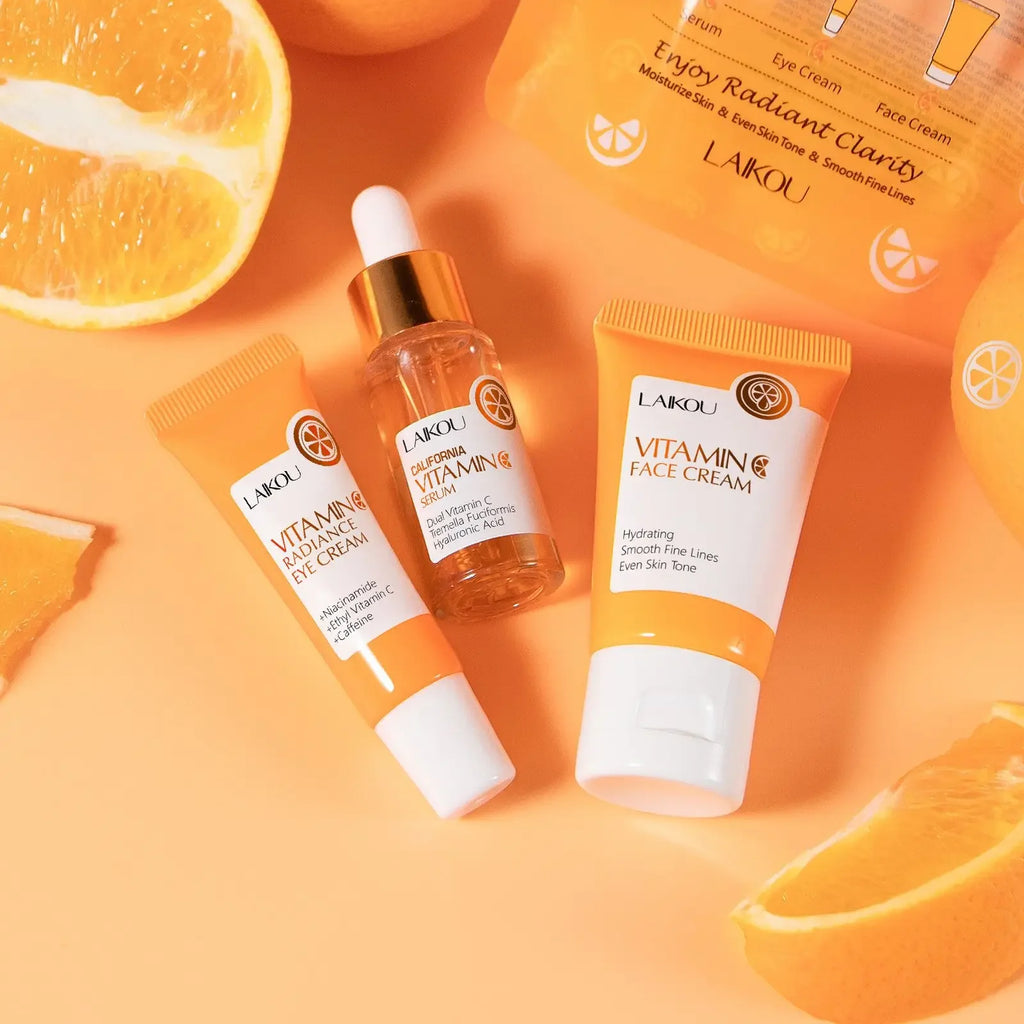 LAIKOU Vitamin C Set – Serum, Eye Cream & Face Moisturizer Skincare Gift Set QXL