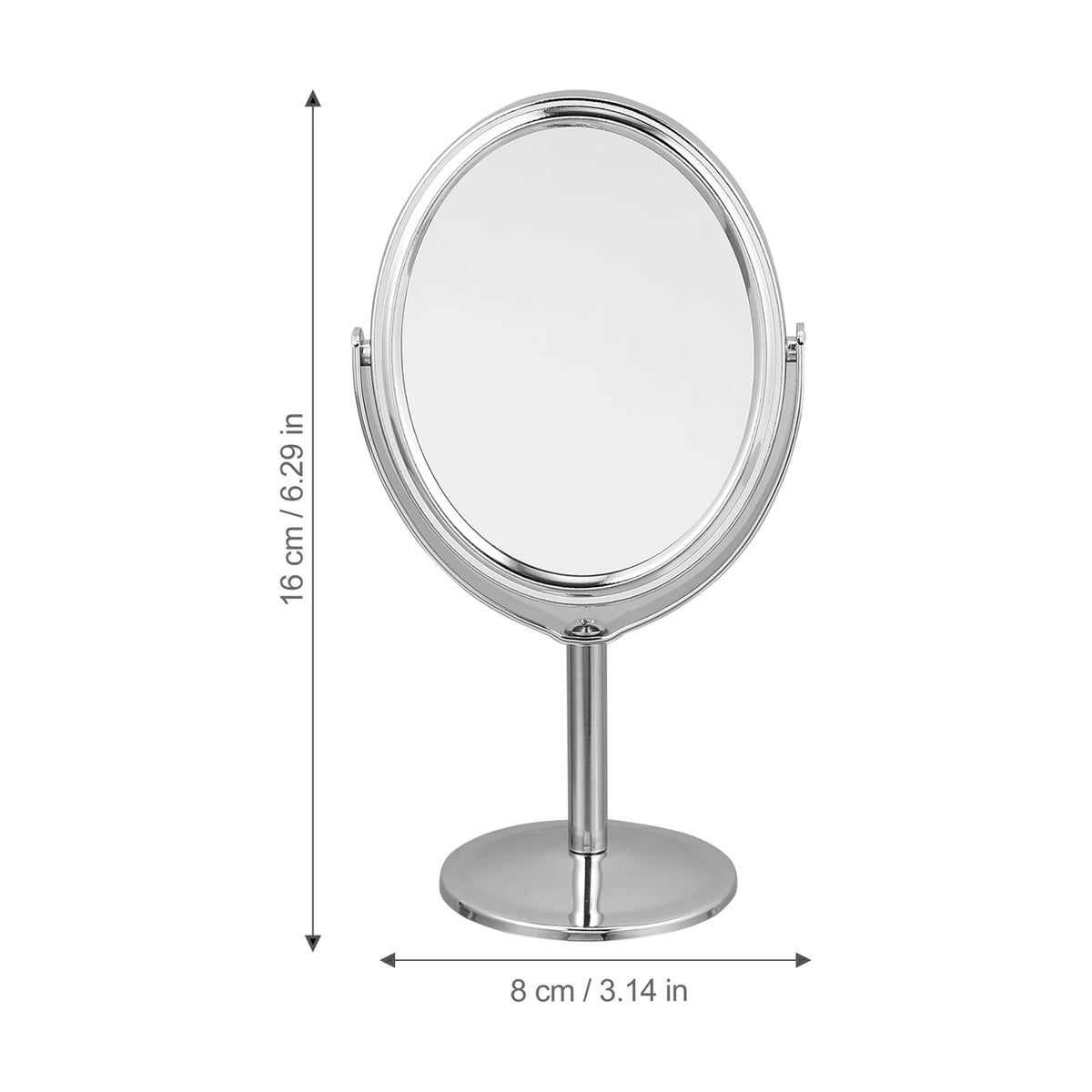 3-Inch Double-Sided Rotatable Desktop Makeup Mirror | Silver Desktop Makeup Mirror QXL