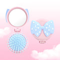 Mini Foldable Air Cushion Hair Brush with Mirror – Cute Bow Foldable Hair Brush QXL BD174-pink