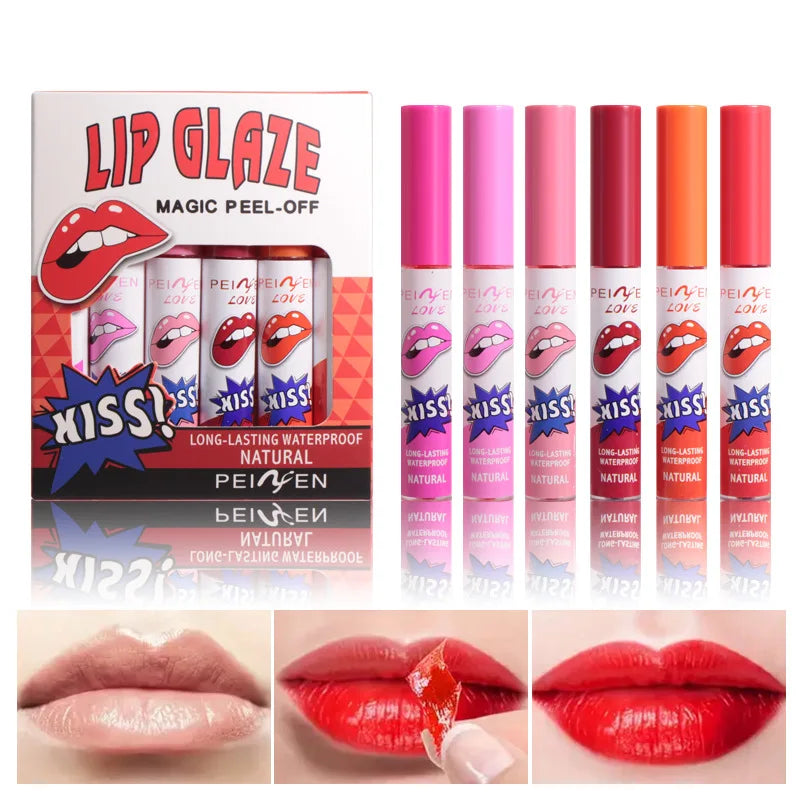 6-Color Peel-Off Lip Tint Set | Waterproof Matte Lip Stain Peel-Off Lip Tint QXL 1 set