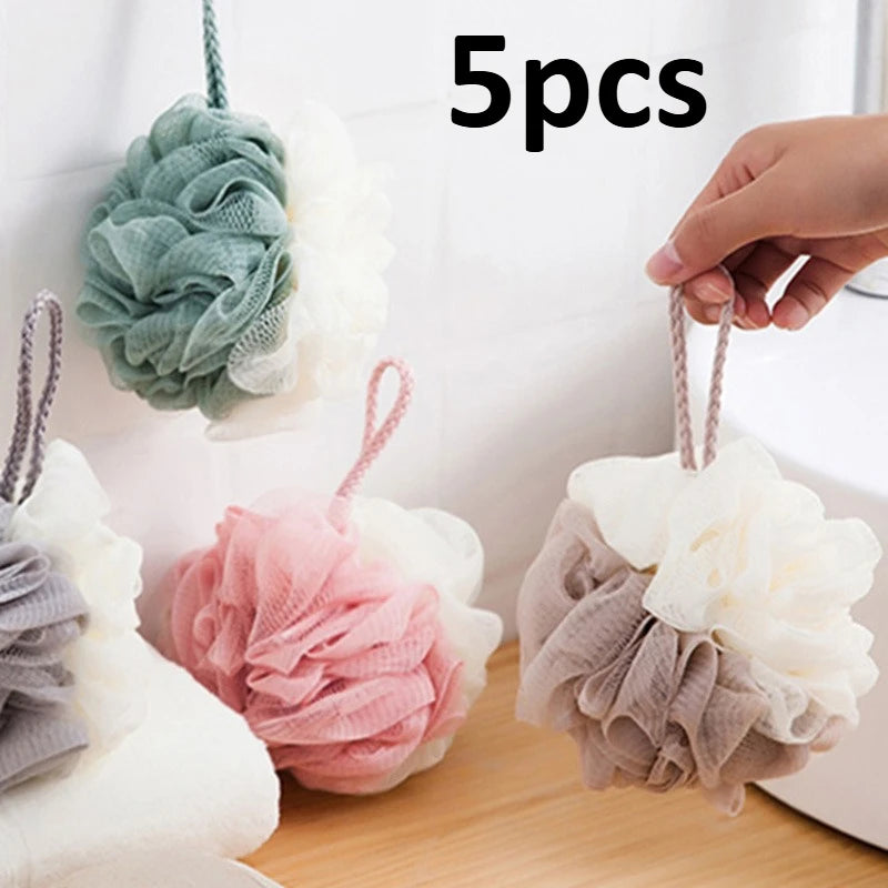 5-Pack Multicolor Bath Sponge Balls | Foaming Body Scrubber Set Bath Body Scrubber QXL