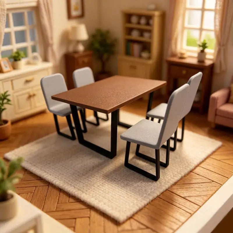 1:12 Miniature Dining Table & Chair Set | DIY Dollhouse Furniture Dollhouse Miniature Set QXL