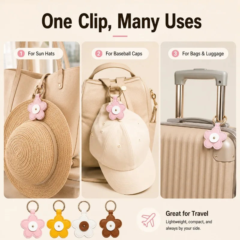 Flower Magnetic Hat Clip – PU Leather Hat Holder for Bags Hat Clip Organizer QXL