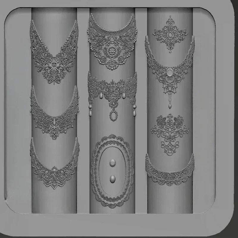 Silicone Lace Nail Art Mold | Embossed Manicure Stencil DIY Nail Art Mold QXL