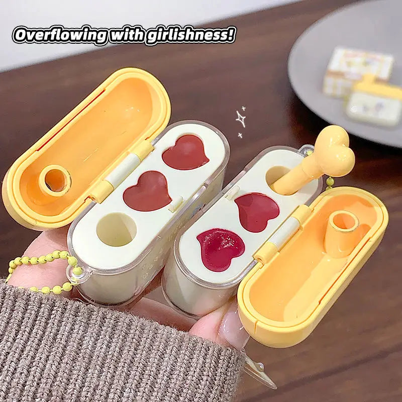 2-in-1 Matte & Mirror Lip Gloss | Earphone Case Compact Dual Finish Lip Gloss QXL