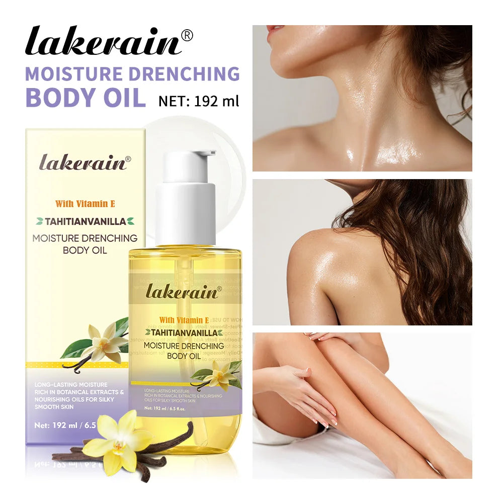 Lakerain Vanilla Body Oil | Shea Butter, Deep Moisture 192ml Moisturizing Body Oil QXL
