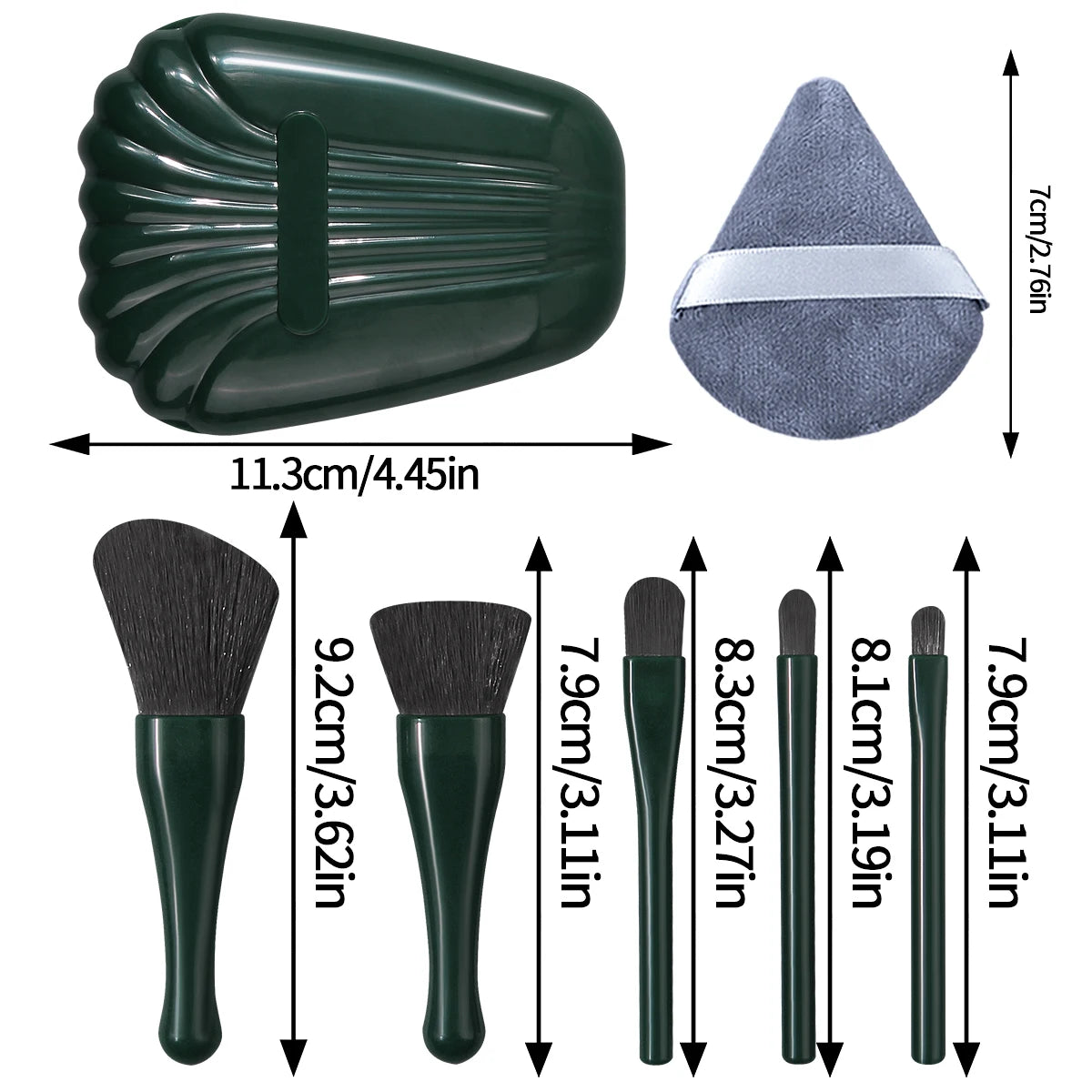 KOSSHOW 8-Piece Mini Makeup Brush Set | Shell Box & Puff Makeup Brush Set QXL