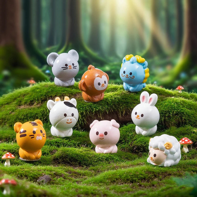Miniature Chinese Zodiac Figurines | Resin Garden & Desk Décor Miniature Figurine Set QXL