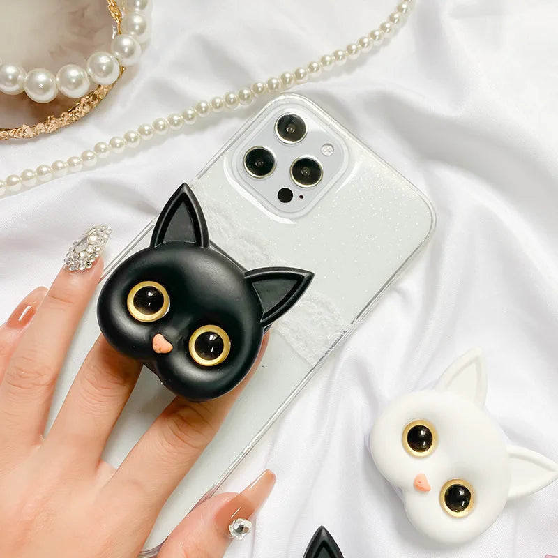 3D Cat Makeup Mirror & Phone Stand | 2-in-1 Air Bag Grip Makeup Mirror Stand QXL