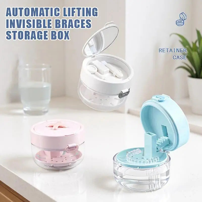 2-in-1 Leakproof Denture & Retainer Case | Stackable Storage Denture Retainer Case QXL