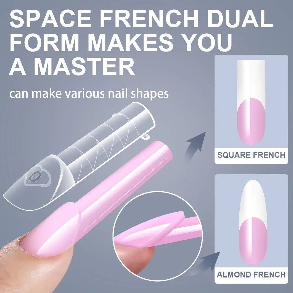 150-Pc Ultra Short Space Nail Dual Forms | 15 Sizes French Tips Nail Dual Forms QXL