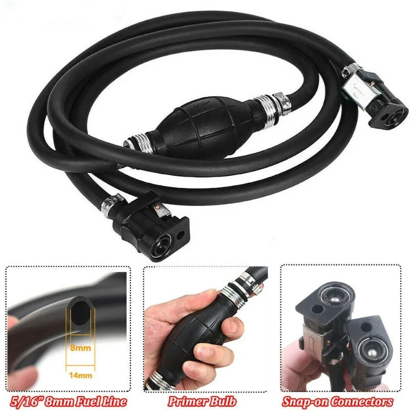 1.9m Outboard Fuel Line Kit 6mm/8mm Hose & Primer Bulb Marine Fuel Line Kit QXL