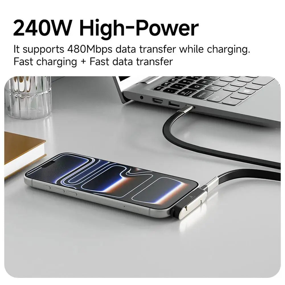 240W USB-C to USB-C Cable with Phone Stand | 1.5M PD USB-C Charging Cable QXL