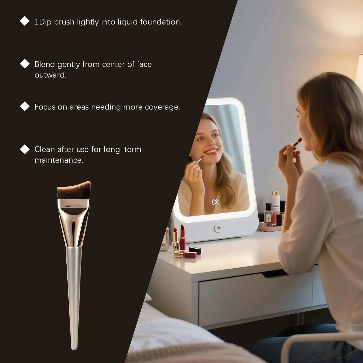 Flawless Foundation Brush | Soft, Even Coverage Makeup Tool Foundation Brush QXL