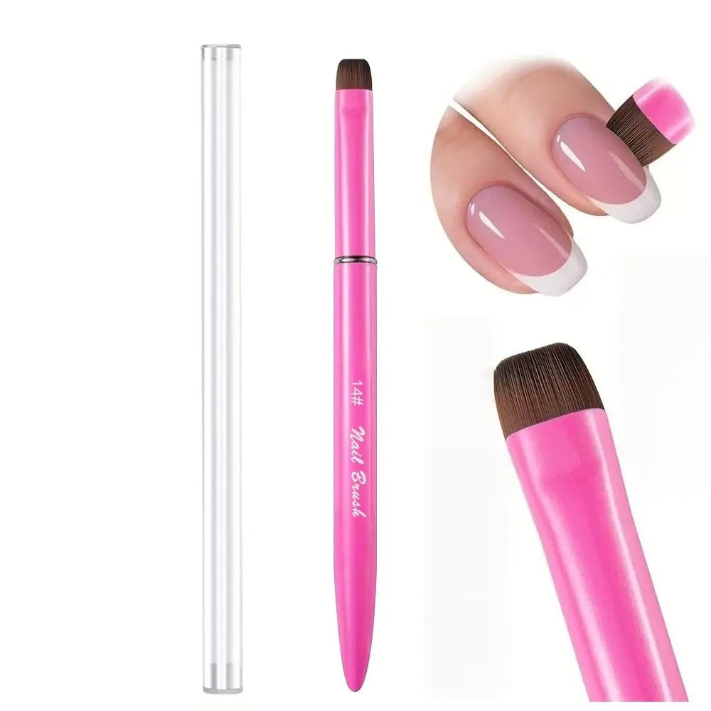 3-in-1 Nail Art Brush | Gel, Drawing & Cleaning Tool Nail Art Brush QXL Pink