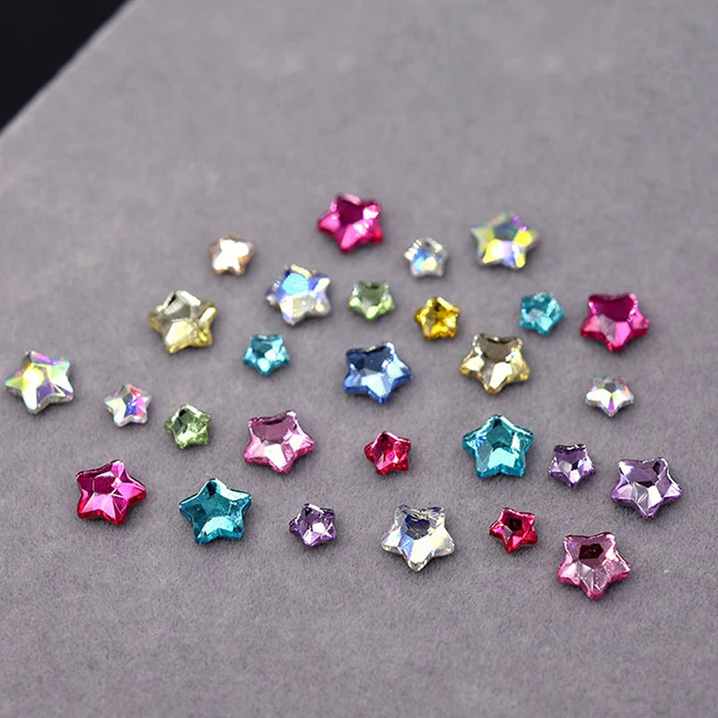 50-Pc Star Flat-Back Acrylic Nail Rhinestones 4/6mm | 3D Art Nail Rhinestones QXL