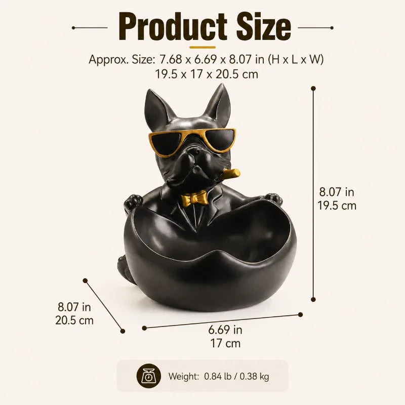 French Bulldog Resin Organizer Tray | Key & Desktop Storage Decorative Organizer Tray QXL