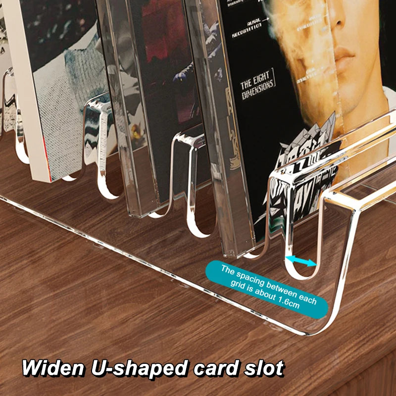 Transparent CD Vinyl Record Display Rack | Countertop Organizer Media Display Rack QXL