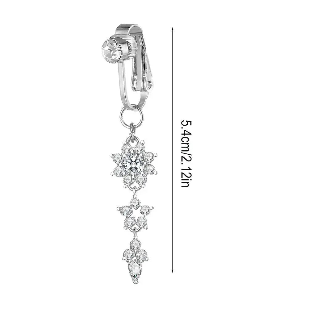 Clip-On Crystal Dangle Belly Button Ring | No Piercing Needed Clip-On Navel Ring QXL