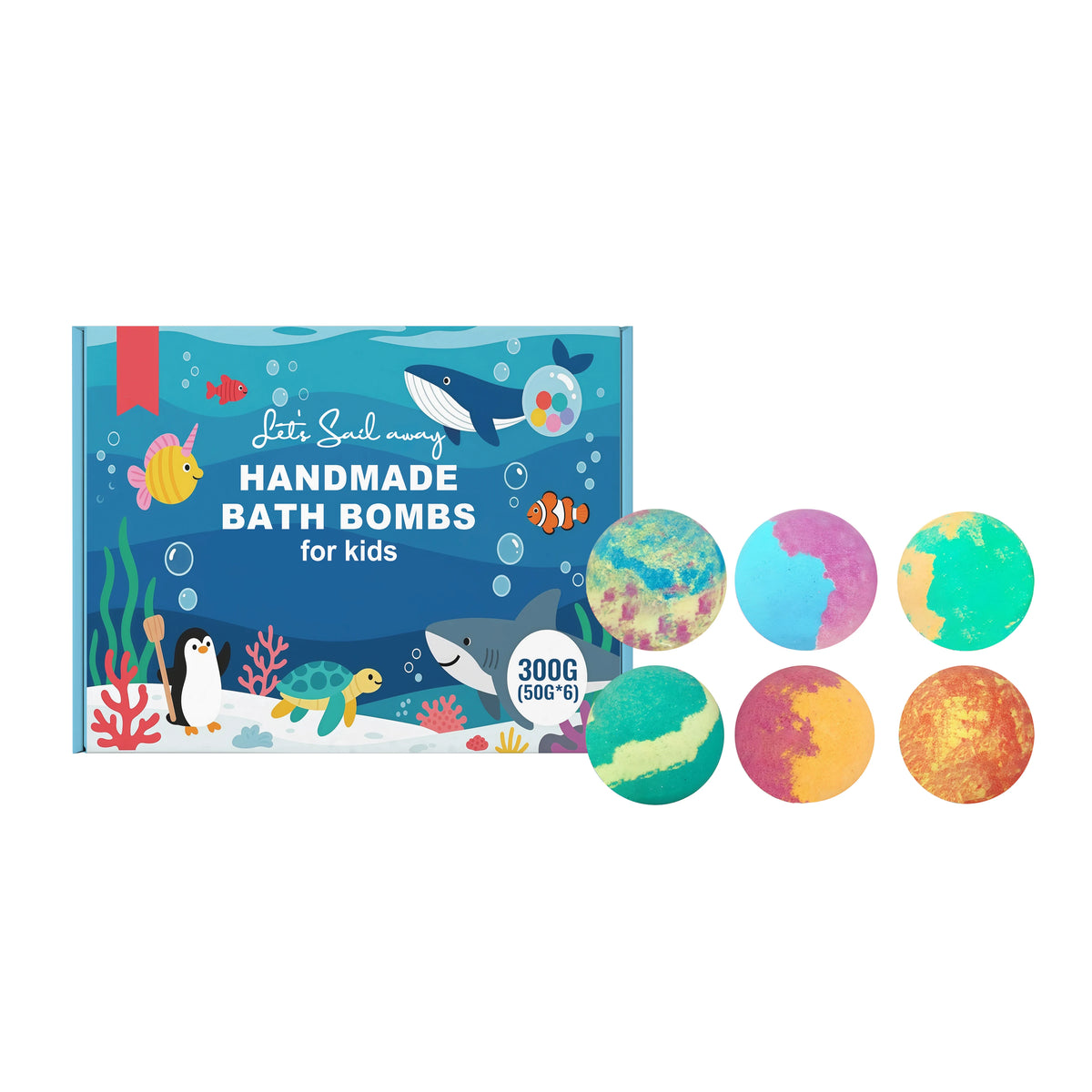 Ocean Theme Kids Bath Bomb Set | Bubble & Moisturizing 300g Kids Bath Bomb Set QXL 02