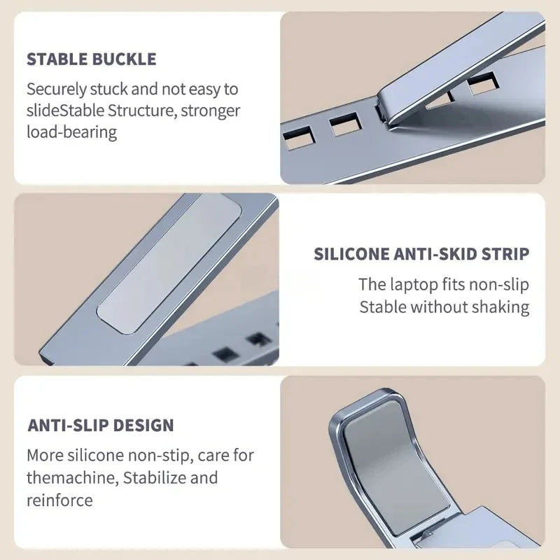 Aluminum Adjustable Foldable Laptop Stand for MacBook & Notebooks Laptop Stand QXL