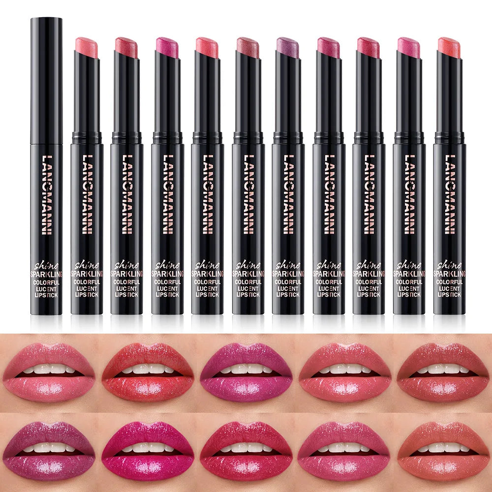 10-Color Glitter Waterproof Liquid Lipstick | Pearlescent Lip Tint Glitter Liquid Lipstick QXL