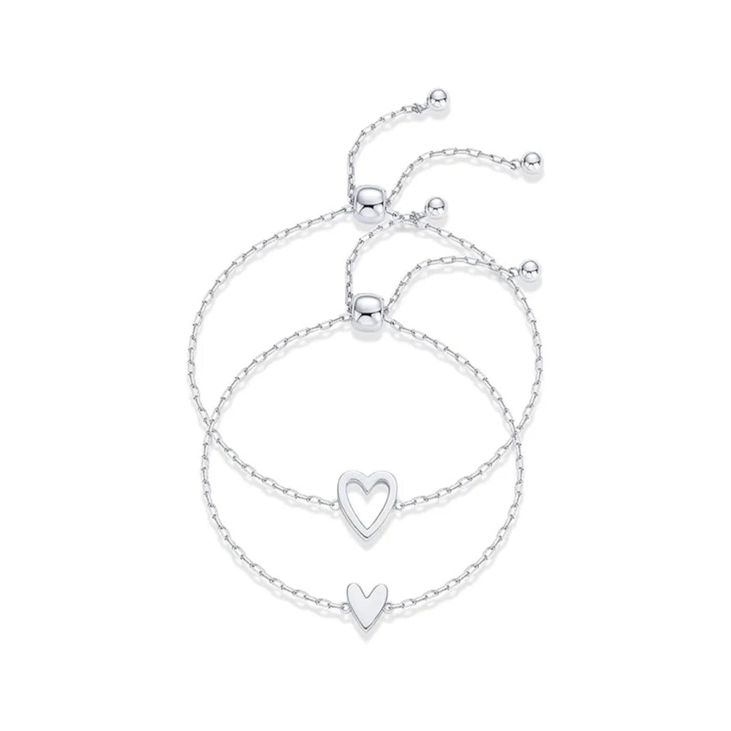 Adjustable Heart Cutout Couple Bracelet Set – 2PCS Gift Couple Bracelet Set QXL