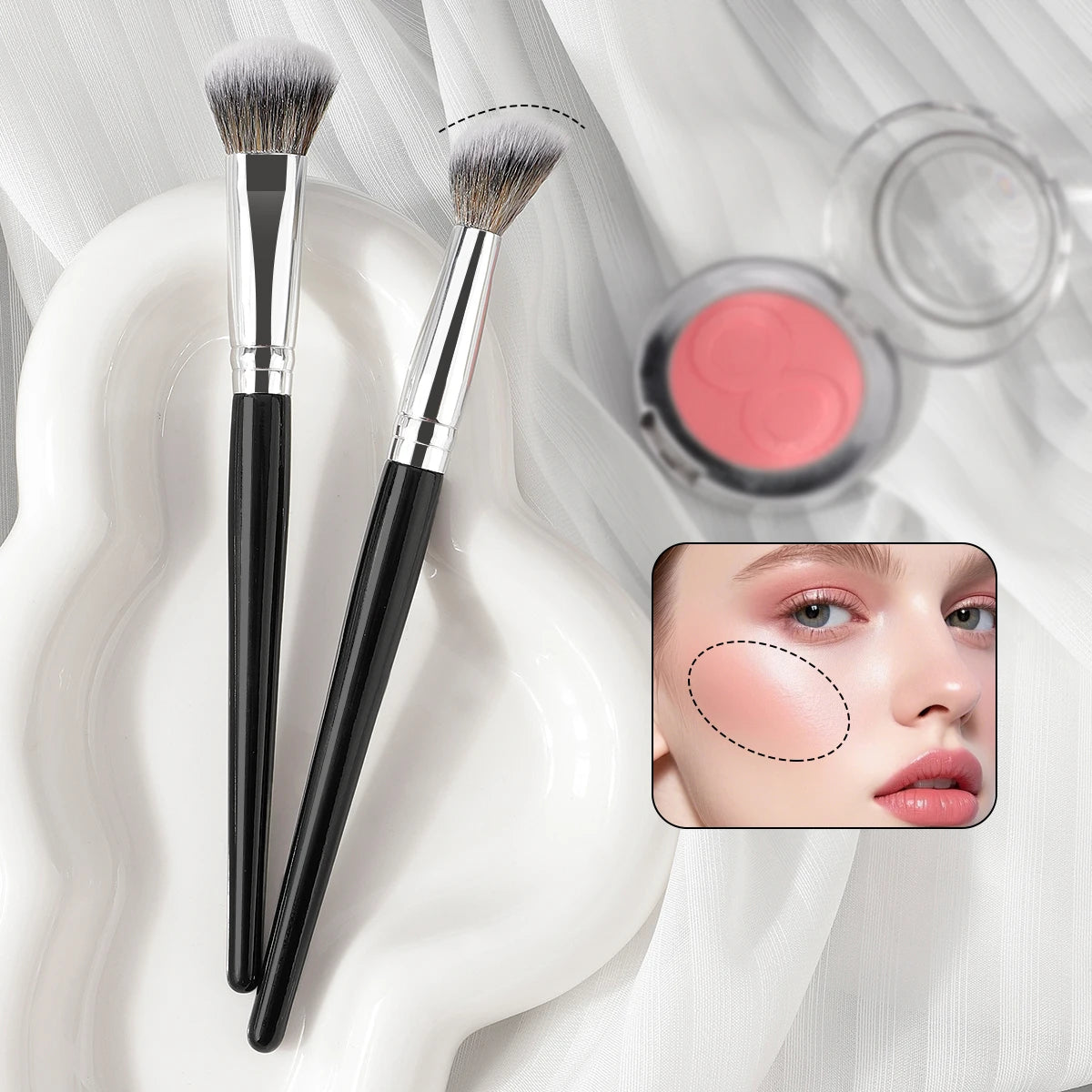 RANCAI Peach Heart Blush Brush | Powder, Cream & Liquid Blush Makeup Brush QXL
