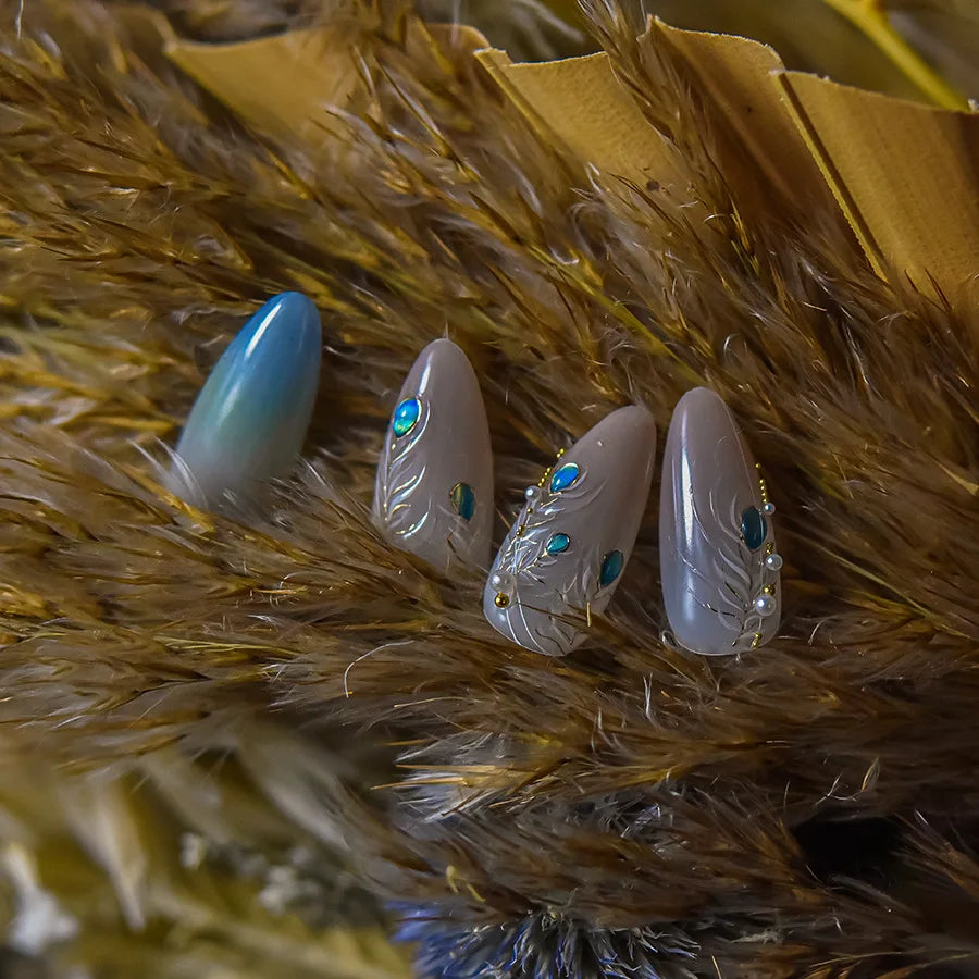5D Rhinestone Nail Stickers – Peacock Feather & Star Decals Nail Art Stickers QXL