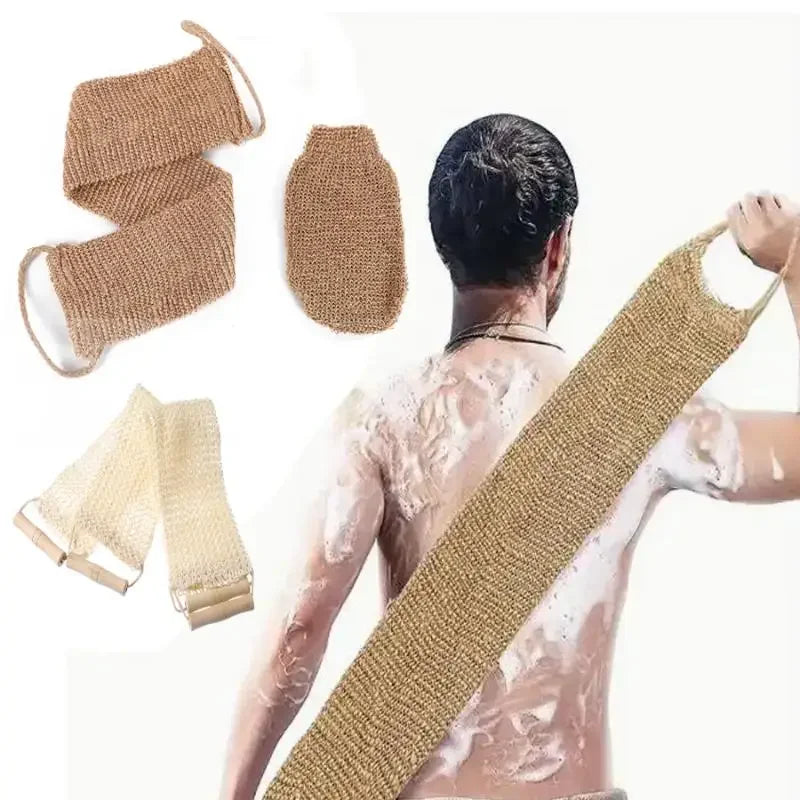 Ramie Jute Exfoliating Back Scrubber & Bath Gloves Set Bath Exfoliating Scrubber QXL