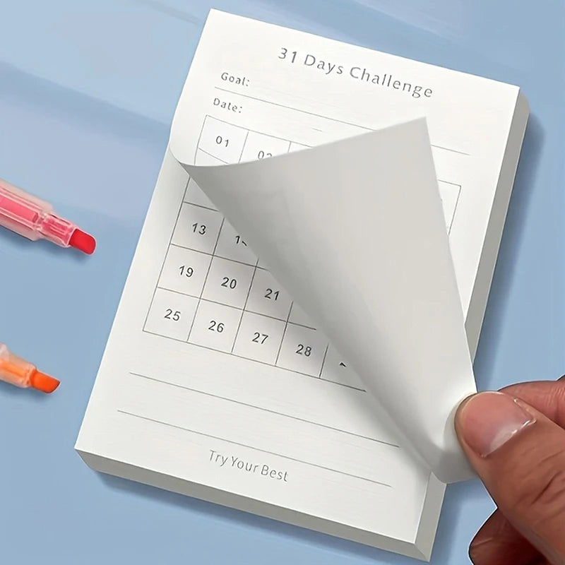 30-Day Daily Planner Notepad | Self-Adhesive Checklist Memo Pad Daily Planner Notepad QXL