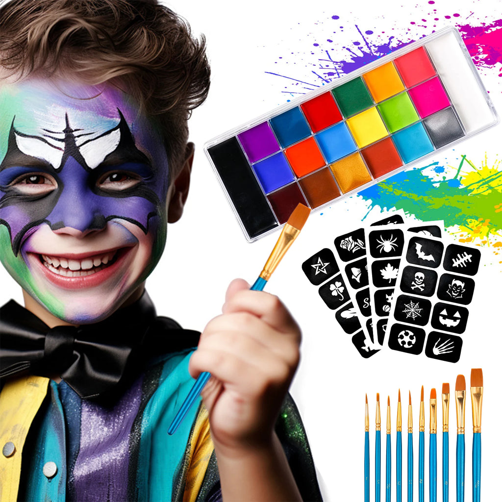VERONNI 20-Color Face & Body Oil Paint Set | Halloween Cosplay Face & Body Paint QXL