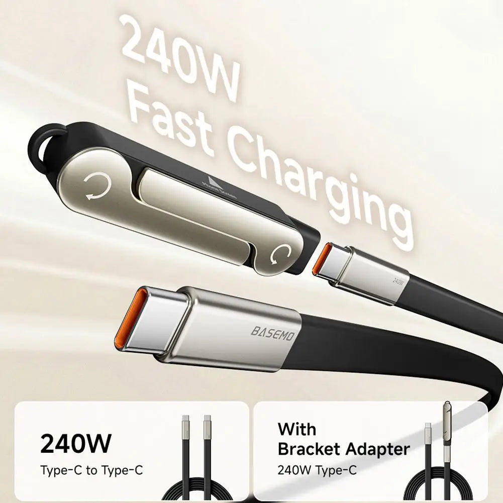 240W USB-C to USB-C Cable with Phone Stand | 1.5M PD USB-C Charging Cable QXL