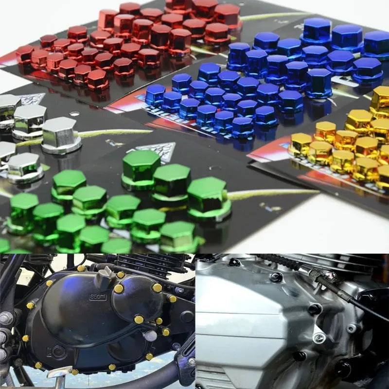 30-Pack Motorcycle Screw Cover Caps | Plated Decorative Nut Covers Motorcycle Screw Caps QXL