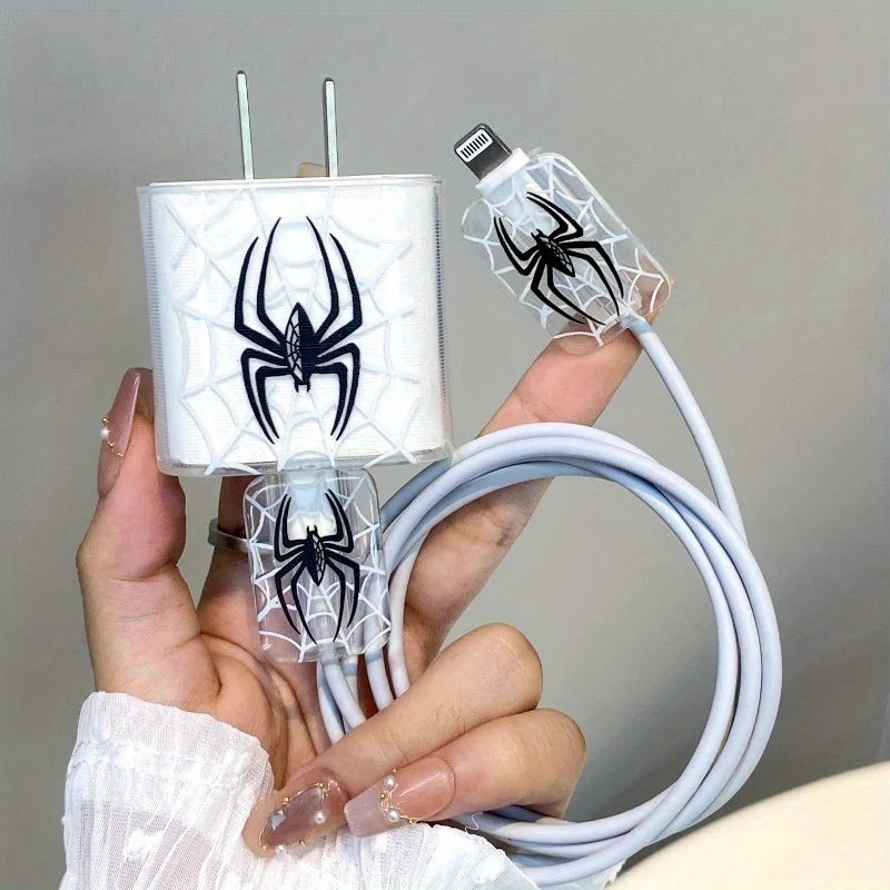 TPU Spider Charger & Cable Protector Set for iPhone 20W Cable Protector Set QXL